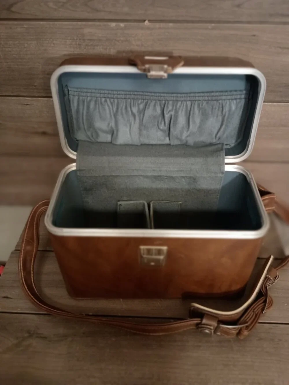 Vintage Camera Carrying Case Brown Faux Leather with Shoulder Strap